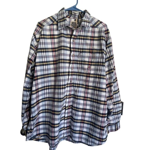 Panhandle Slim Mens Multicolor Plaid Long Sleeve Rough Stock Western Shirt XXL - Picture 1 of 12